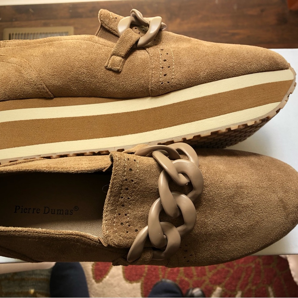Pierre Dumas Beige/Tan Leather Insole Logo Shoe